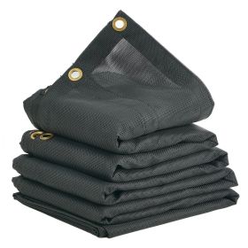 VEVOR Dump Truck Mesh Tarp, 6 x 14 ft, PVC Coated Black Heavy Duty Cover with 5.5" 18oz Double Pocket, Brass Grommets