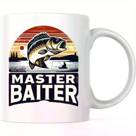 Master Baiter Coffee Mug - Fishing Humor Coffee Mug - 11 Ounce Ceramic Fishing Mug - Premium Ceramic - Design
