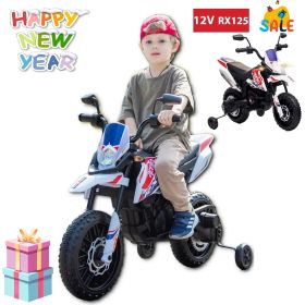 Kids Motorcycle 12V, Licensed Aprilia Electric Ride on Motorbike for Toddlers Ages 3-6, White
