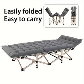 Grey Folding Camping Bed, Heavy Duty Rollaway Bed With Carrying Bag, Suitable For Travel Camp Office, RV Travel Rollaway Bed